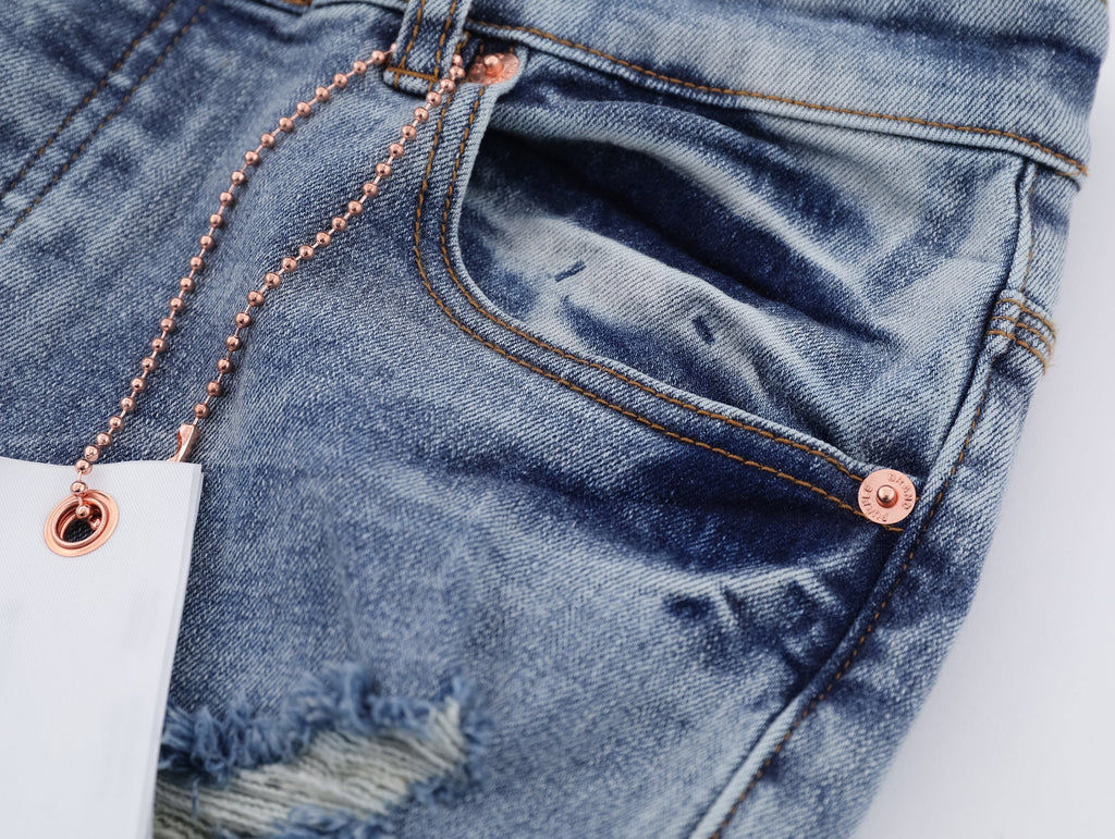P117 Distressed Low Cuffed Jeans
