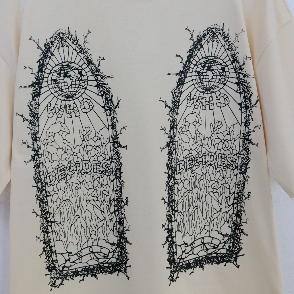 White Thorned Abstract Cotton Jersey T-Shirt
