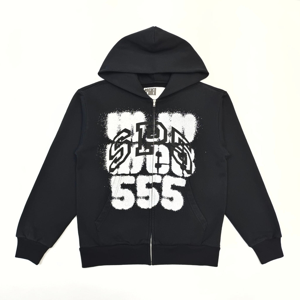Sp5der SP555 Zip Hoodie Black