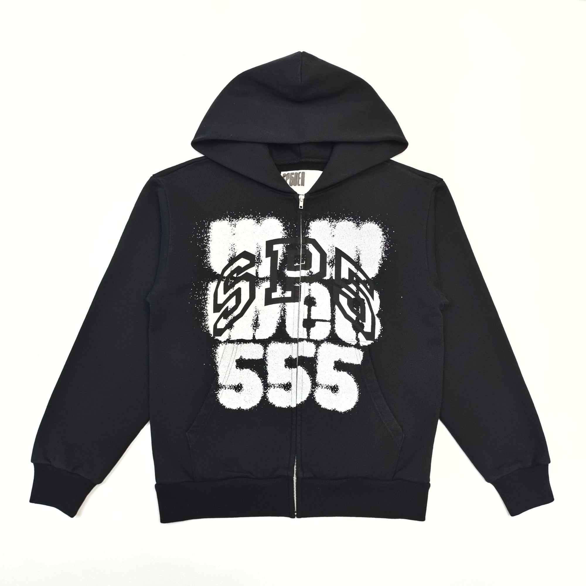 Sp5der SP555 Zip Hoodie Black