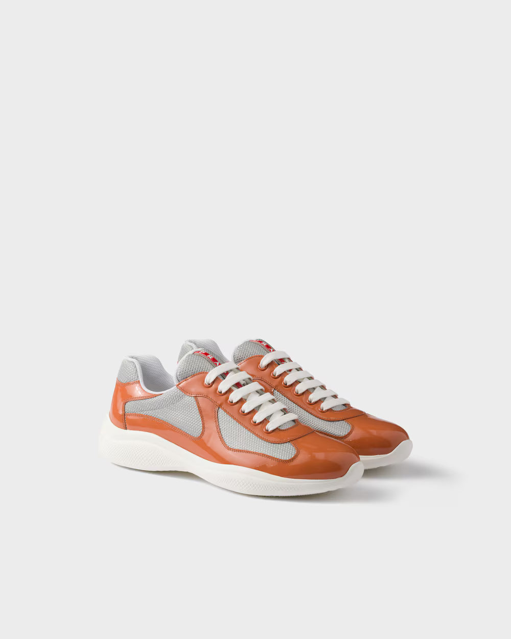 Medlar/Silver Patent leather and technical fabric Prada America's Cup sneakers